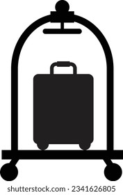 Hotel luggage cart icon. Hotel Luggage Troll sign. Baggage trolley logo. Baggage trolley sign. flat style.