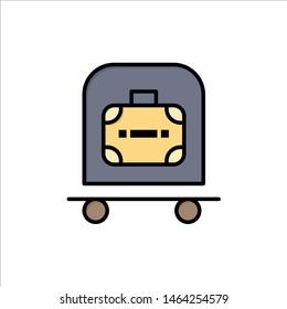 Hotel, Luggage, Trolley, Bag  Flat Color Icon. Vector icon banner Template. Vector Icon Template background