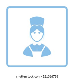 Hotel maid icon. Blue frame design. Vector illustration.