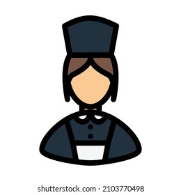 Icono del Hotel Maid. Contorno de negrita editable con diseño de relleno de color. Ilustración vectorial.