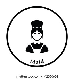Hotel maid icon. Thin circle design. Vector illustration.