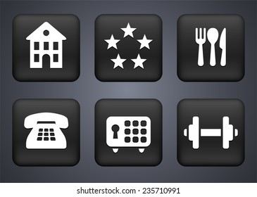 Hotel Maintenance and Services on Black Square Buttons
