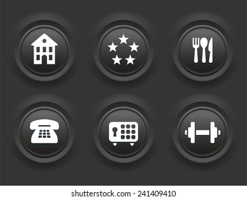 Hotel Maintenance and Services on Black Bevel Round Buttons