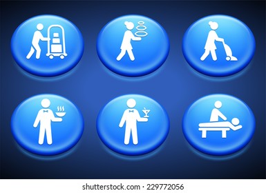 Hotel Maintenance and Services on Blue Round Buttons