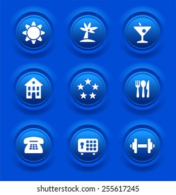 Hotel Maintenance and Services on Blue Bevel Buttons
