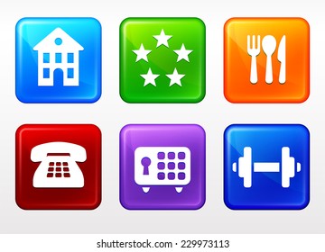 Hotel Maintenance and Services on Multi Color Square Buttons