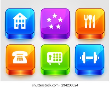 Hotel Maintenance and Services on Multi Color Square Buttons