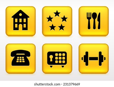Hotel Maintenance and Services on Yellow Square Buttons