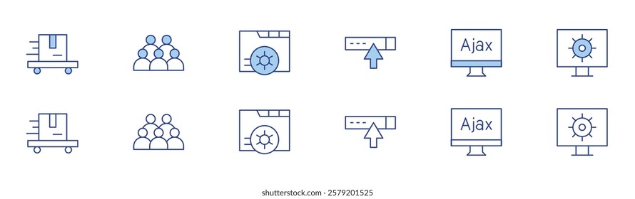 Hotel Management icon set in two styles, Duotone and Thin Line style. Editable stroke. work order, haul away furniture service, guests, online portal, ajax.