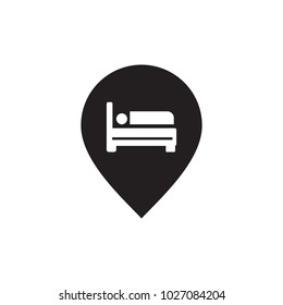 Hotel map pin vector icon