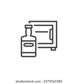 Hotel mini bar line icon. linear style sign for mobile concept and web design. Mini bar and bottle outline vector icon. Symbol, logo illustration. Vector graphics