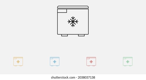 Hotel Mini Fridge Icon. Freezer Icon. Refrigerator Icon. Set Of Colorful Flat Design Icons.