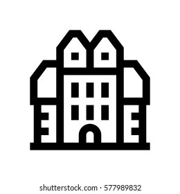 Hotel mini line, icon, background and graphic. The icon is black and white, linear  flat, vector, pixel perfect, minimal, suitable for web and print. 