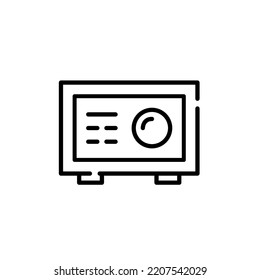 Hotel mini safe box to store valuables. Pixel perfect, editable stroke icon