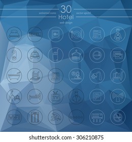 hotel modern icons for mobile interface on blurred background