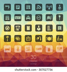 hotel modern icons for mobile interface on triangle background