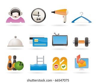 hotel and motel amenity icons vector icon set