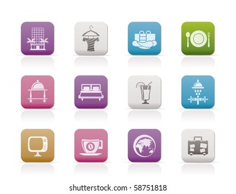 Hotel, motel and holidays icons - vector icon set