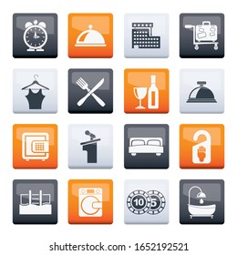 Hotel and motel icons over color background - Vector icon Set