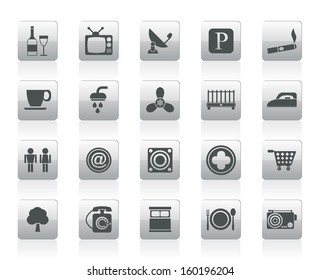 Hotel and Motel objects icons - vector icon set
