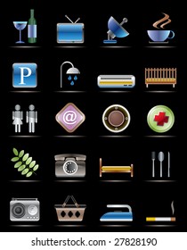 Hotel and Motel objects - Realistic Vector Icons