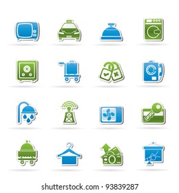 Hotel and motel room facilities icons - vector icon set