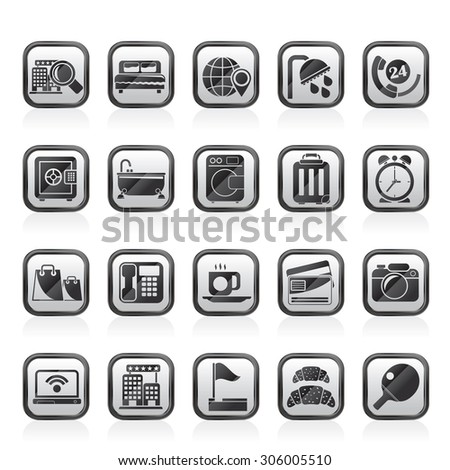 Hotel and motel services icons 1- vector icon set