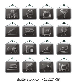 Hotel, motel and travel icons - vector icon set