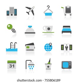 Hotel, motel and travel icons - vector icon set