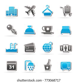 Hotel, motel and travel icons - vector icon set