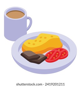 Hotel mug lunch icon isometric vector. Digital room. Advanced tech