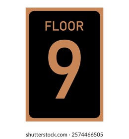 hotel ninth floor number tag. vector illustration