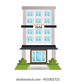 Hotel object isolated flat icon, vector illustration graphic design.