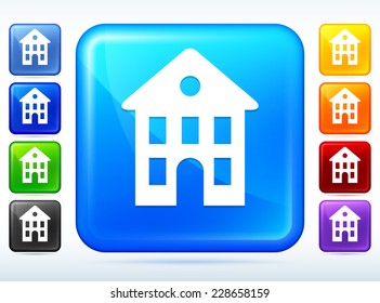 Hotel on Blue Square Button