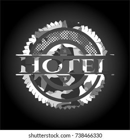 Hotel on grey camo texture
