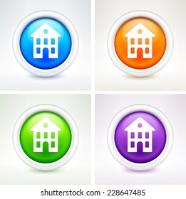 Hotel on Multi Color Round Buttons