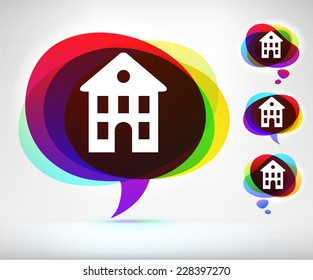 Hotel on Multi Color Speech Bubble