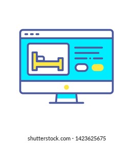 Hotel online booking color line icon. Choice apartment symbol. Trip planning. Pictogram for web page, mobile app, promo. UI/UX/GUI design element. Editable stroke.