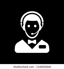 Hotel online support service vector icon white