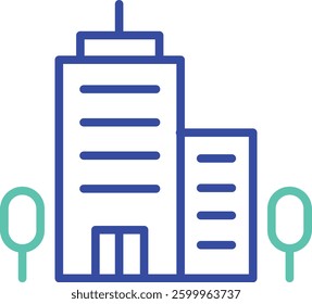 Hotel outline dual color vector illustration icon design