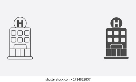 Hotel outline and filled vector icon sign symbol