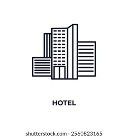 hotel outline icon. Linear vector from hotel concept. Thin line hotel icon isolated on white background