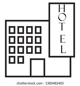 the hotel outline icon for a place to stay when traveling somewhere