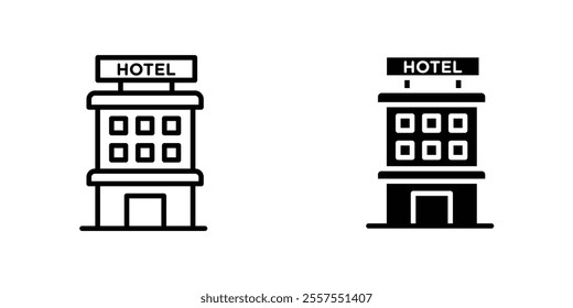 hotel outlined and solid icon vector collection.