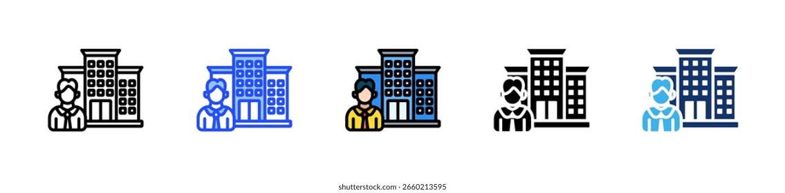 Hotel Owner Icon Collection With Multiple Styles
