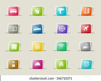 Hotel paper icons for web