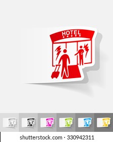 HOTEL paper sticker with shadow. Vector illustration