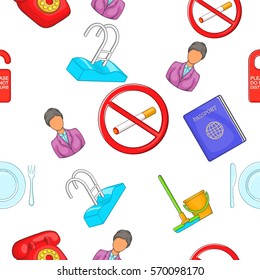Hotel pattern. Cartoon illustration of hotel vector pattern for web