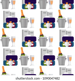 Hotel personal professional service objects executive help hostel tools seamless pattern background vector illustration.