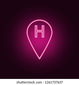 hotel pin icon. Elements of hotel in neon style icons. Simple icon for websites, web design, mobile app, info graphics